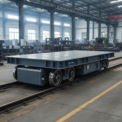 Carrinho de transferência de molde com capacidade de carga de 50 toneladas com orientação ferroviária de precisão e bateria industrial de alta capacidade para fabricação industrial pesada